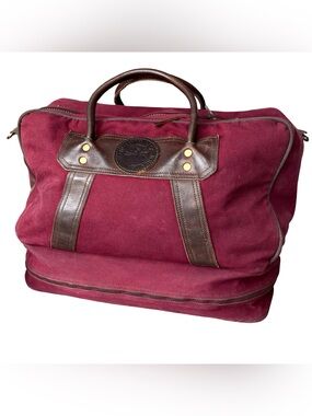 Duluth Pack Boot Duffle Canvas Leather Bag Burgundy Red Weekender Carry On
